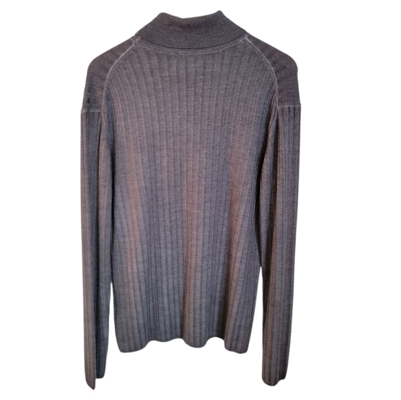 Robert Barakett 100% Wool Gray Ribbed Mens Turtleneck Devon‎ Sweater L - Picture 6 of 6